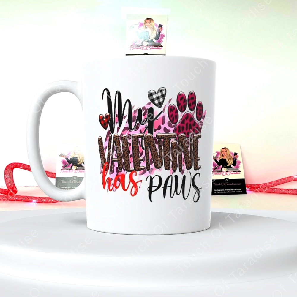 My Valentine Has Paws 15 Ounce Ceramic Mug